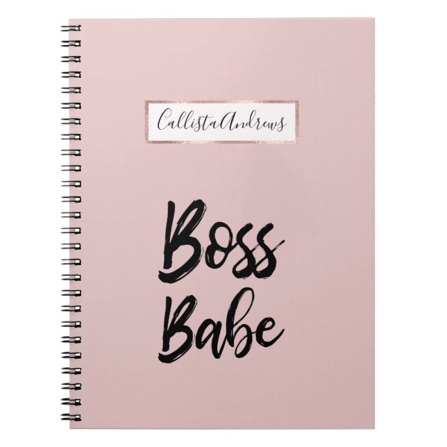 Carnet Citation Boss Babe Noir rose Simple Typographie (Devant)