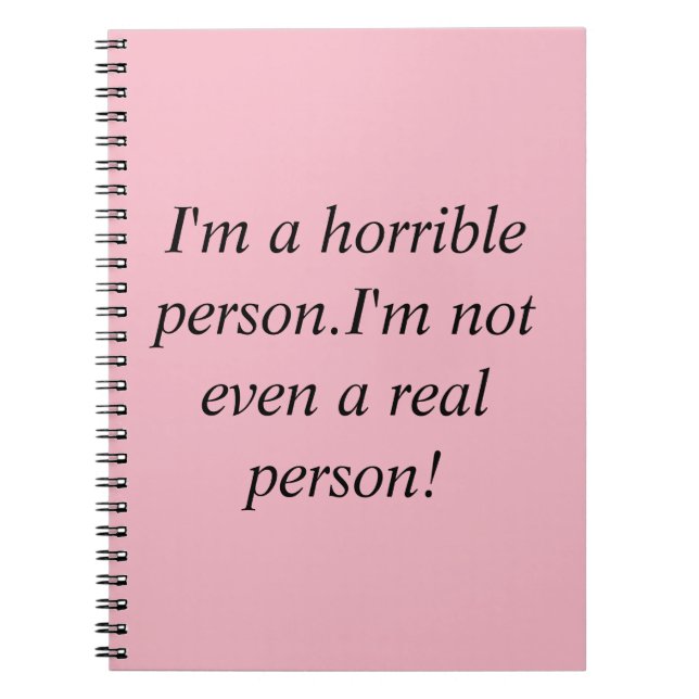 Carnet Citation d'Allison de personne horrible noire (Devant)