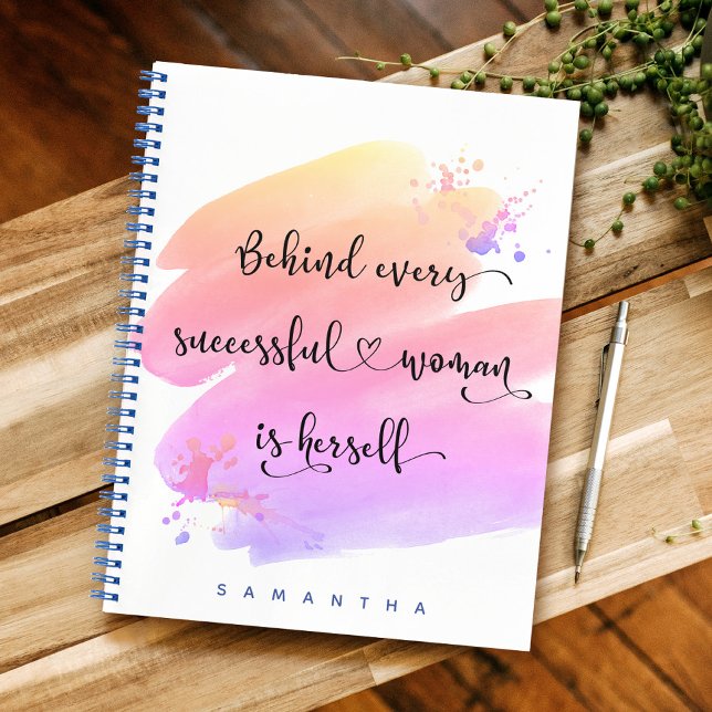 Carnet Citation de Femme Réussie Script Rose Aquarelle Ch (Créateur téléchargé)