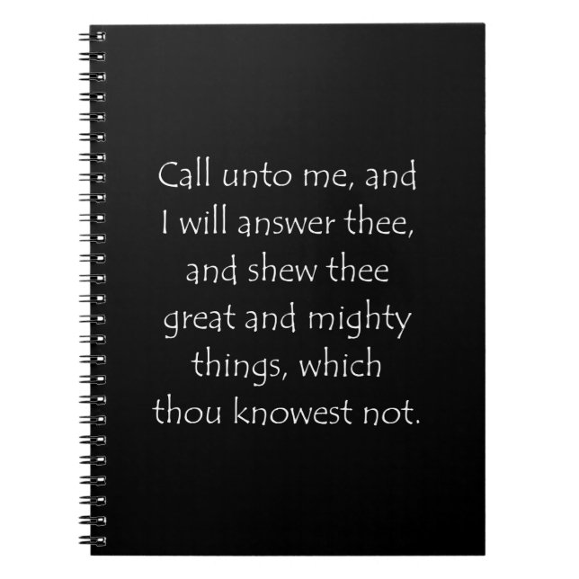 Carnet Citation de l'écriture Jeremiah 33 3 (Devant)