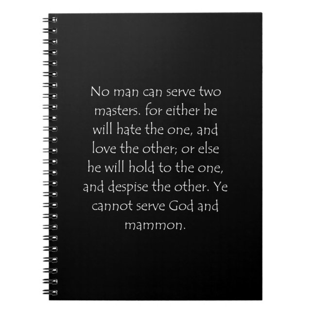 Carnet Citation de l'Écriture Matthieu 6 24 (Devant)