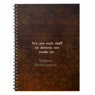 Carnet Citation de rêve inspirationnel William Shakespear
