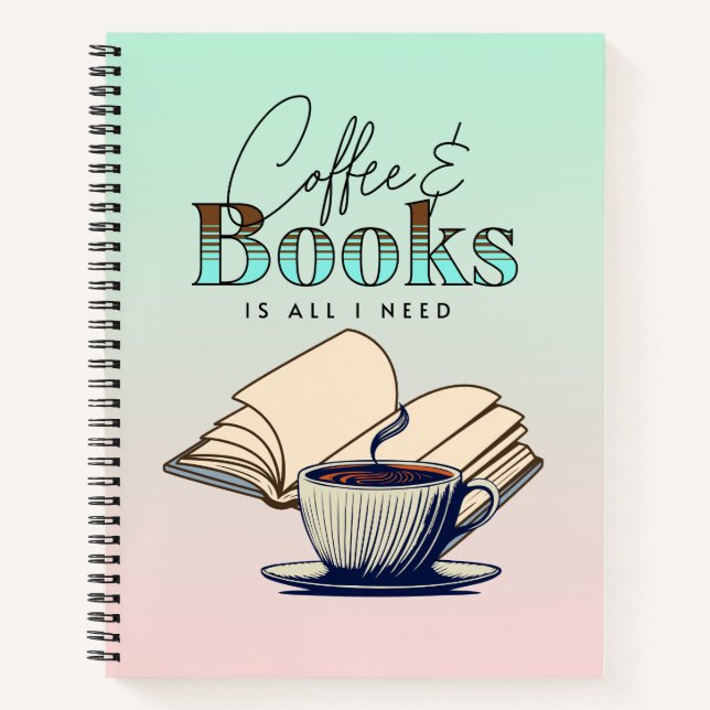 Carnet Citation de typographie Coffee and Books is All I  (Devant)