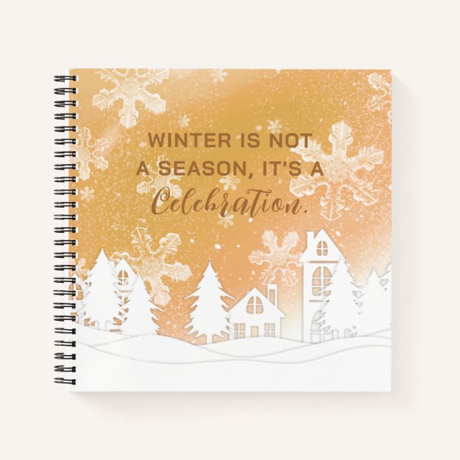 Carnet Citation d'hiver Gold White House Snowflakes (Devant)