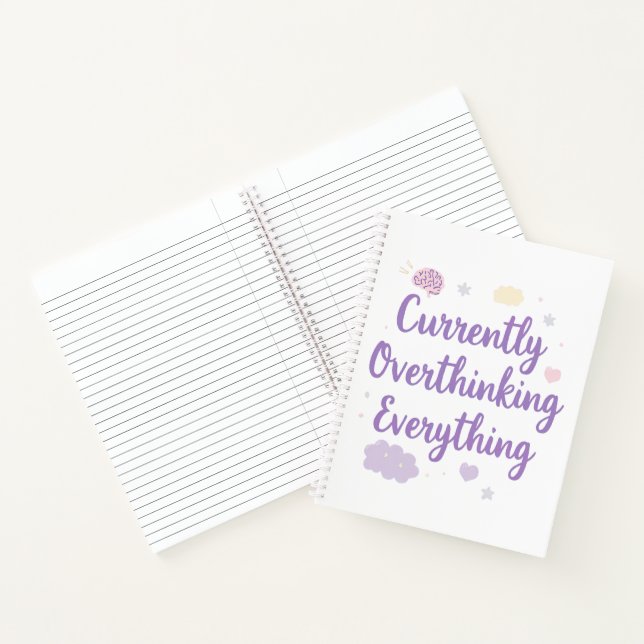 Carnet Citation drôle d'anxiété et de suranalyse Pastel (Intérieur)