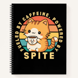 Carnet Citation drôle de café d'animal de chat mignon rét