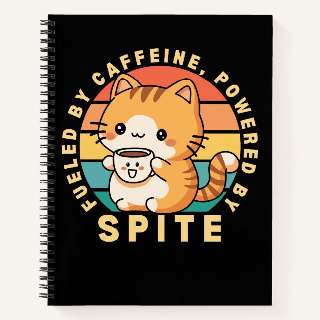 Carnet Citation drôle de café d'animal de chat mignon rét (Devant)