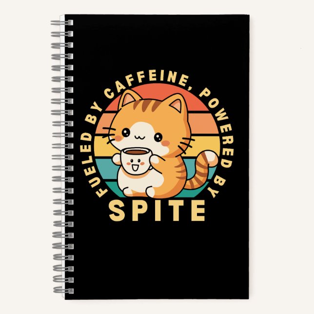 Carnet Citation drôle de café d'animal de chat mignon rét (Recto)