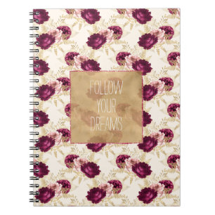 Carnet Citation florale rose crème