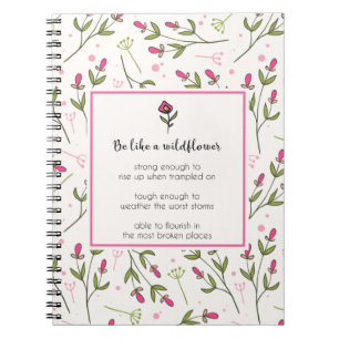 Carnet Citation Inspirante Avec Motif Fleur sauvage
