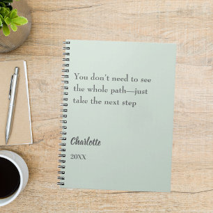 Carnet Citation inspirante de couleur vert sauge pour obj