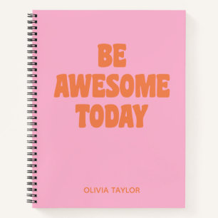 Carnet Citation Inspirante de Nom Personnalisé Orange Ros