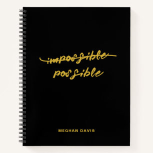 Carnet Citation Inspirante en Or ImpossiblePossible