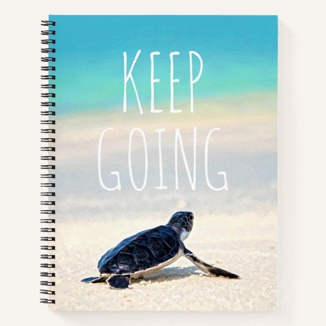 Carnet Citation Motivante Continuez Tortue de Plage  (Devant)