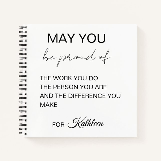 Carnet Citation motivante de nom personnel écriture éléga (Devant)