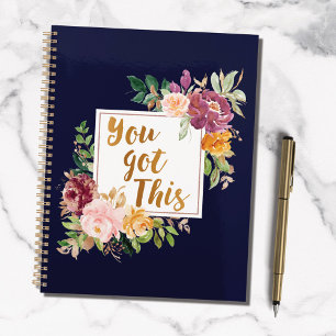 Carnet Citation Motivante Fleur de Rose Colorée Florale