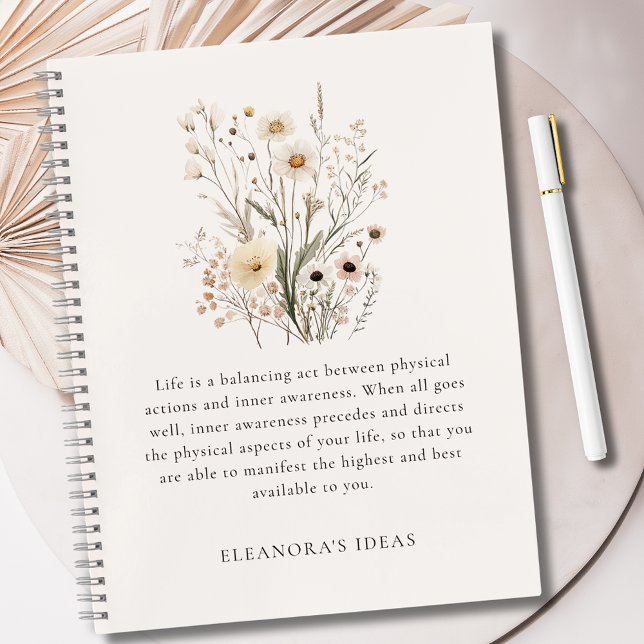 Carnet Citation Motivation Fleurs Sauvages Délicates  (Delicate Wildflowers Motivational Quote Notebook)