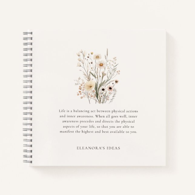Carnet Citation Motivation Fleurs Sauvages Délicates  (Devant)