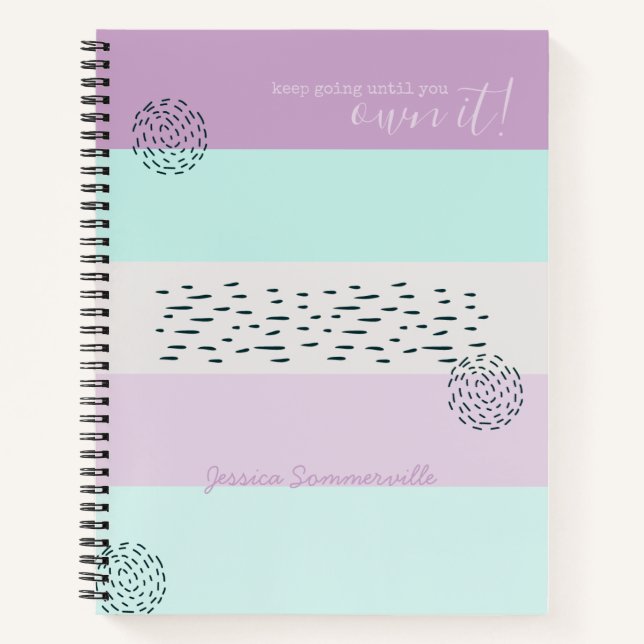 Carnet Citation Motivationnelle Doodé et Stripe Lilac Min (Devant)