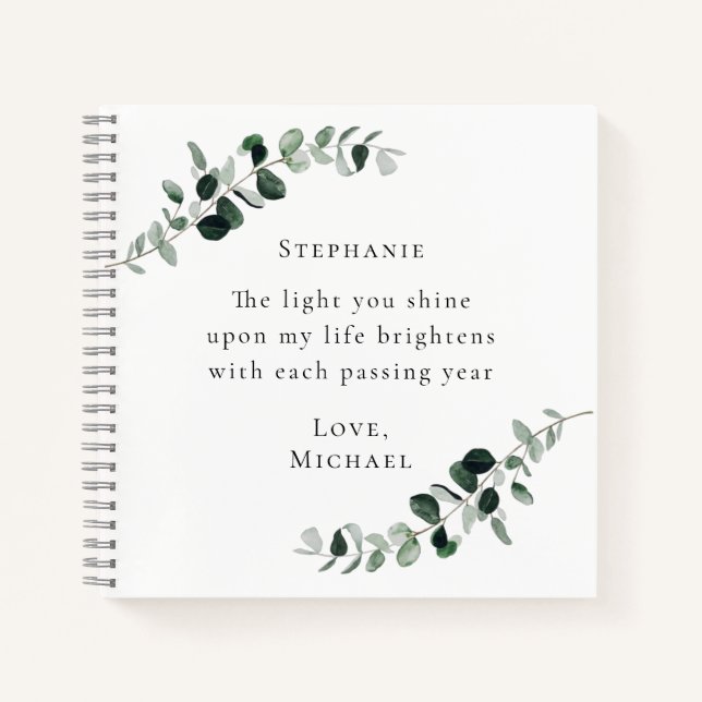 Carnet Citation romantique Personnalisée Eucalyptus (Devant)