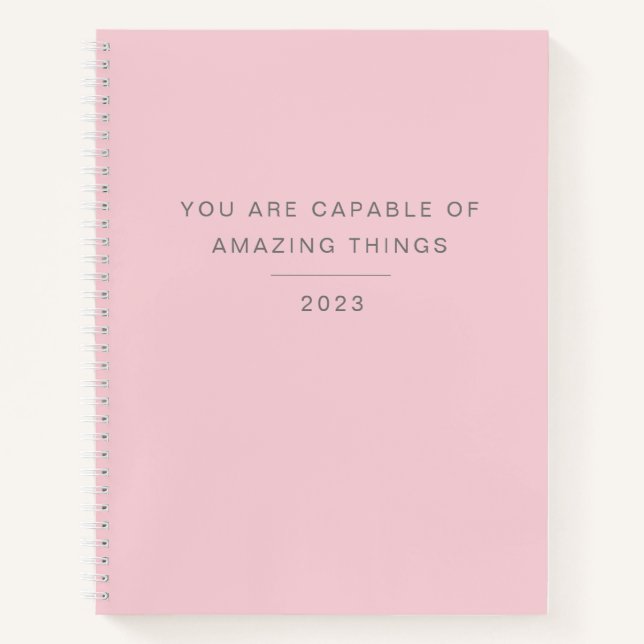 Carnet Citation rose minimaliste (Devant)