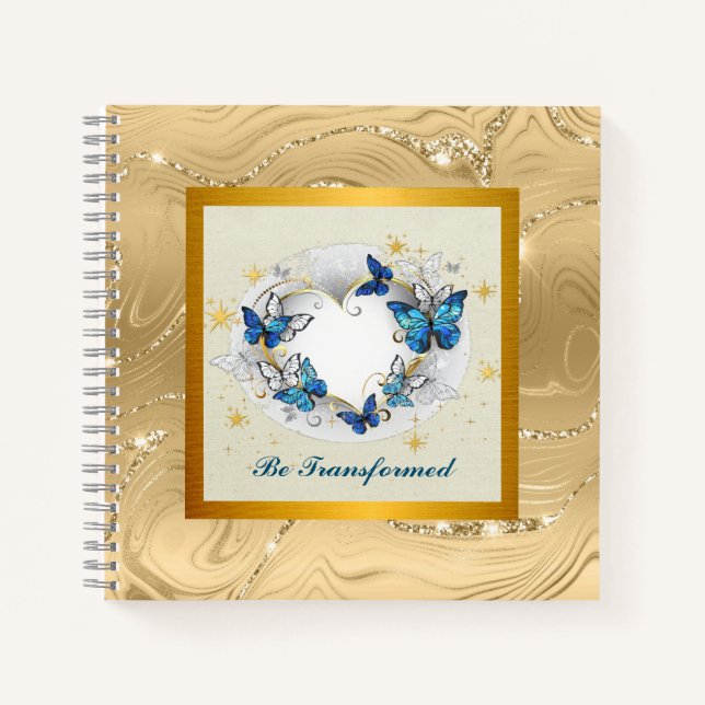 Carnet Citation Transformée Cœur et Papillons Bleus (Devant)