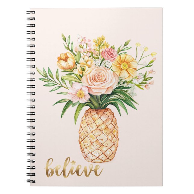 Carnet Citation Tropicale Fleurie de l'Or de l'Ananas Cro (Devant)