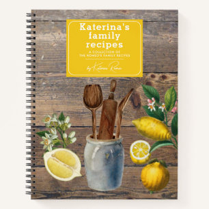 Carnet Citron Bois Ustensiles de Cuisine Recette de Famil