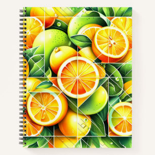 Carnet Citron botanique Orange Citrus Géométrique