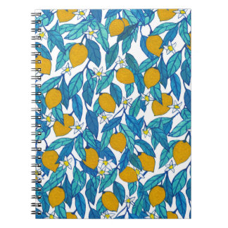 Carnet Citron fleuri : Aquarelle Florale Design.