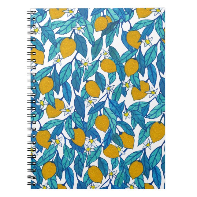 Carnet Citron fleuri : Aquarelle Florale Design. (Devant)