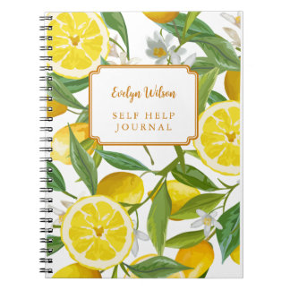 Carnet Citron jaune Grove Été brillant Nom personnalisé
