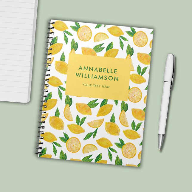 Carnet Citron motif d'agrumes d'été (Citrus lemon summer fruit personalized basic notebook)