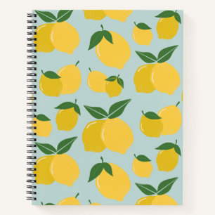 Carnet Citron Motif Fruit Rétro Jaune Sur Vert