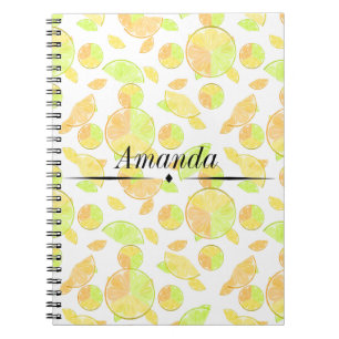 Carnet citron vert orange tranches fruits agrumes nature