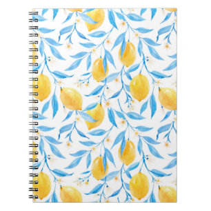 Carnet citrons aquarelle : motif dessiné à la main.