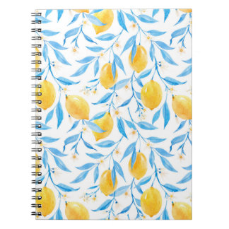 Carnet citrons aquarelle : motif dessiné à la main.