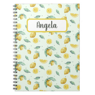 Carnet citrons aquarelle, nom personnalisé