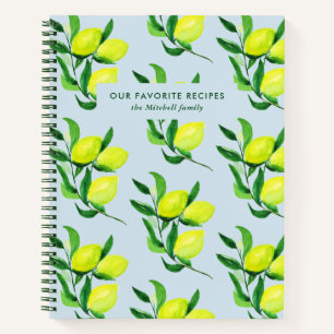 Carnet Citrons et Feuilles Recettes de famille bleu cla