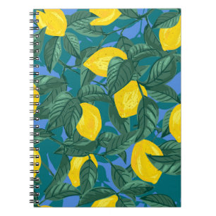 Carnet Citrons, feuille : motif tropical d'agrumes.