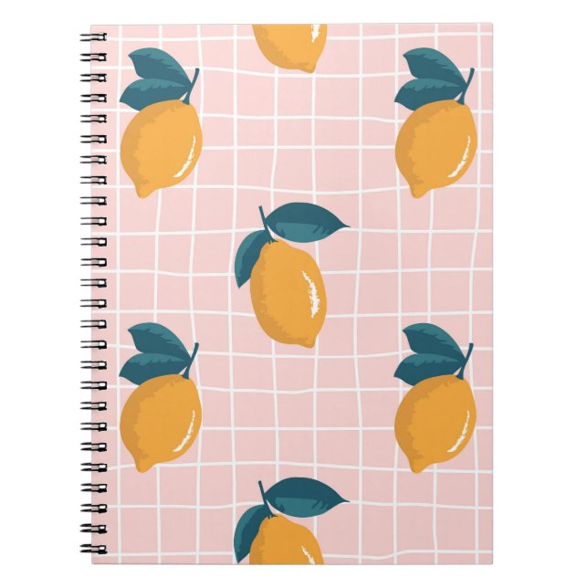 Carnet Citrons, géométrie rétro, motif sans couture d'été (Devant)