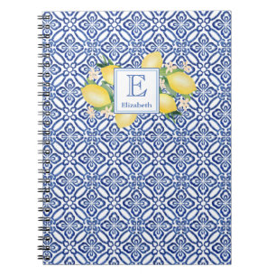 Carnet Citrons inspirés de l'Italie sur carreaux bleus Mo