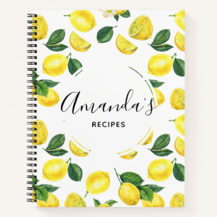 Carnet Citrons Jaunes Aquarelle Fruit Motif Recettes