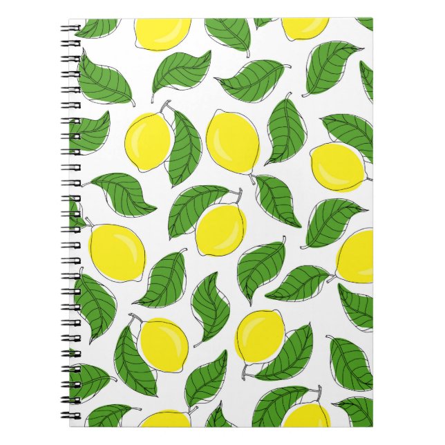 Carnet Citrons lumineux Motif Feuilles Vertes (Devant)