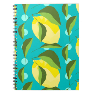 Carnet Citrons Polka Point : Arrière - plan bleu.