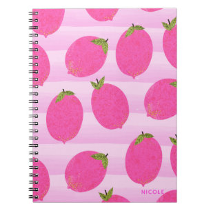 Carnet Citrons roses Lemonade Fruit d'été Aquarelle