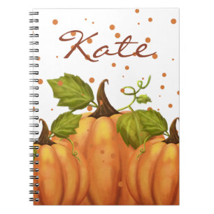Carnet Citrouille Automne Automne Orange Nom personnalisé