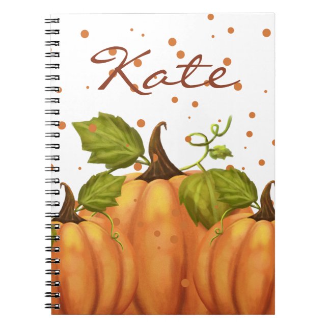 Carnet Citrouille Automne Automne Orange Nom personnalisé (Devant)