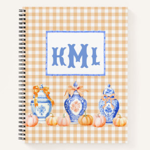 Carnet Citrouille automne Chinoiserie Ginger Jar Monogram