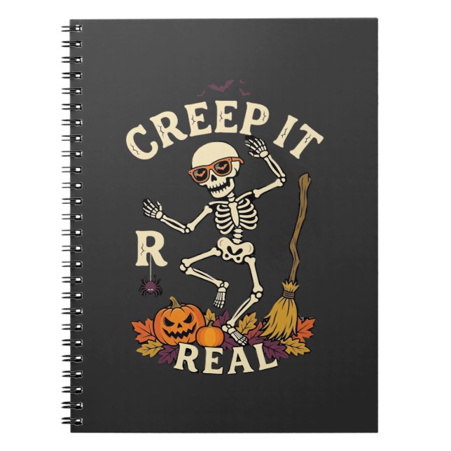 Carnet Citrouille Balai de squelette dansant Creep It Rea (Devant)